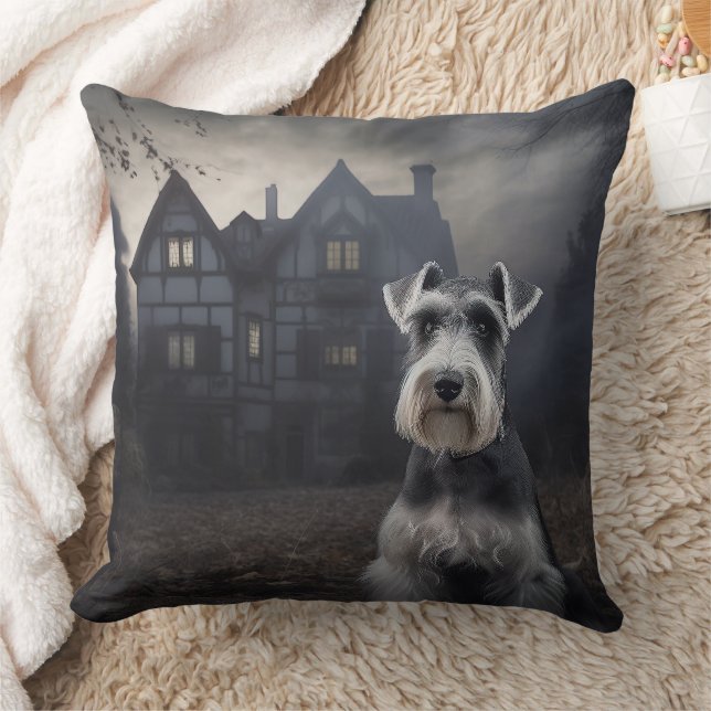 Almofada Miniature Schnauzer Halloween Assustador (Cobertor)