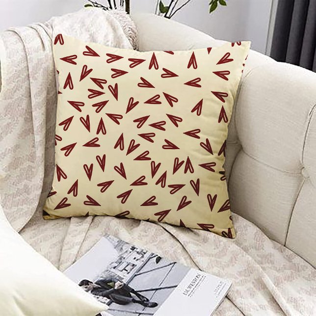 Almofada Minimal Burgundy & Cream Hearts Valentine (Criador carregado)