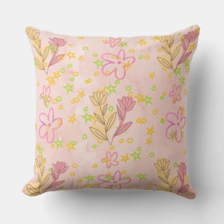 Almofada Minimal floral doodle pattern -pastel colour art