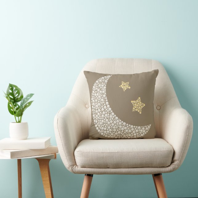 Almofada Minimal Moon & Gold Stars Decorative Throw Pillow (Cadeira)