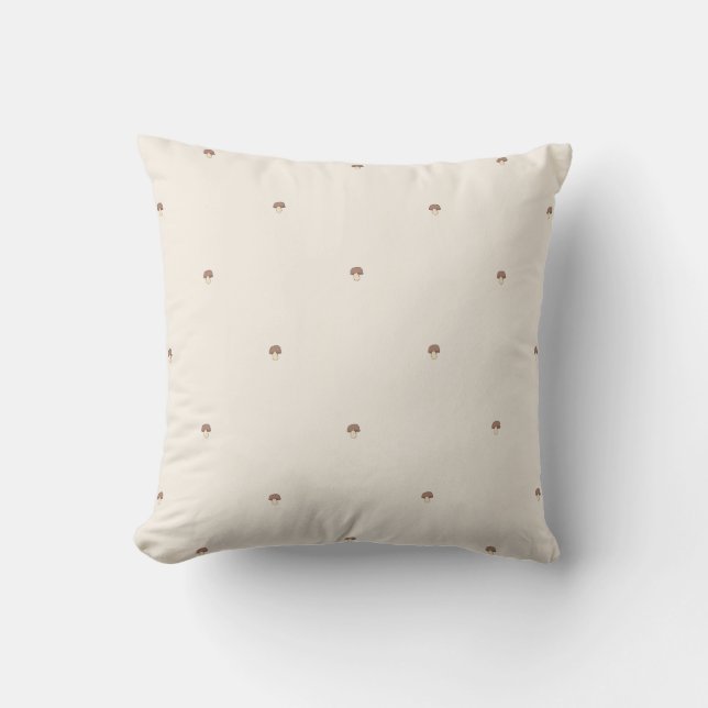 Almofada Minimal Mushroom Pattern Pillow – Light Background (Frente)