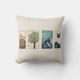 Almofada Minimal Nature Set – Mountain & Tree Art