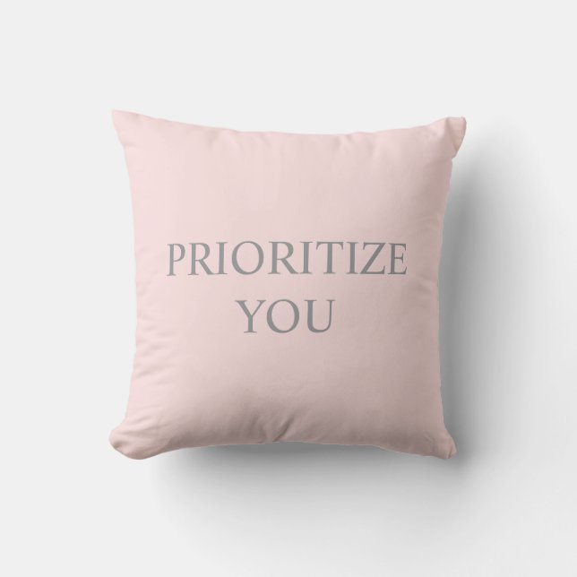 Almofada Minimal Prioritize You Quote pastel pink (Frente)
