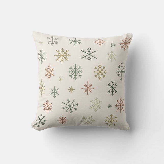 Almofada Minimal Snowflakes Seamless Pattern (Frente)