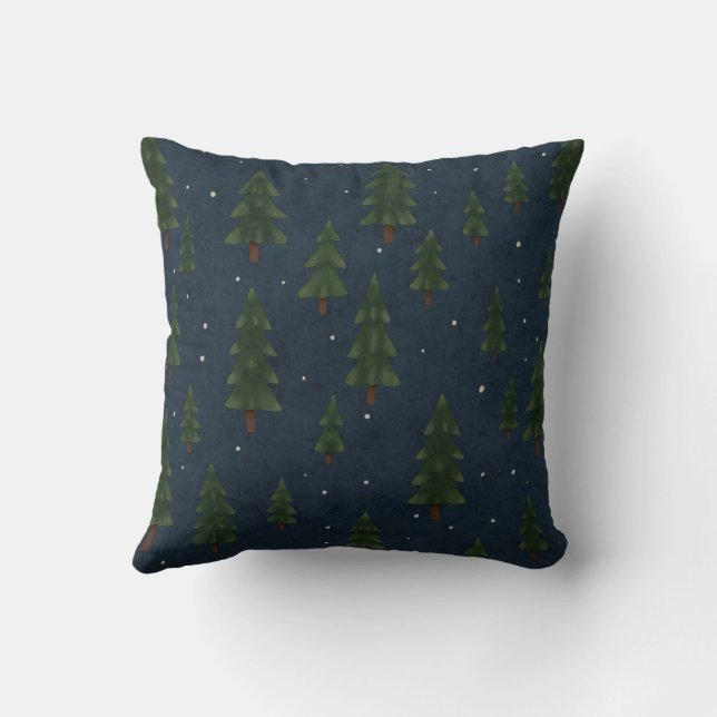 Almofada Minimal Winter Pine Tree Pattern Throw Pillow (Verso)