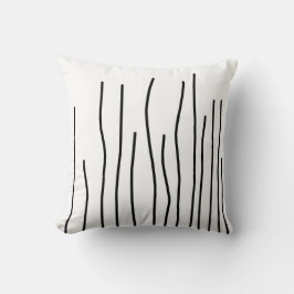 Almofada Minimalismo de abstrato Art Preto em Linhas Branca