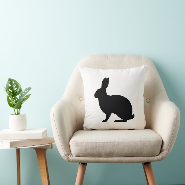 Almofada Minimalist Black Bunny Silhouette On White Easter (Cadeira)