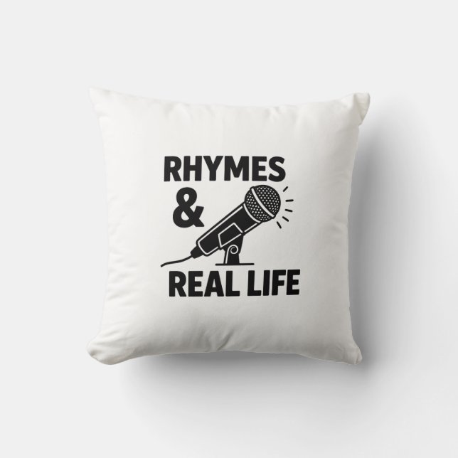 Almofada Minimalist Black & White “RHYPES & REAL LIFE” Micr (Frente)