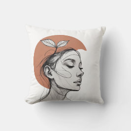 Almofada Minimalist Botanical Face – One Line Art Pillow