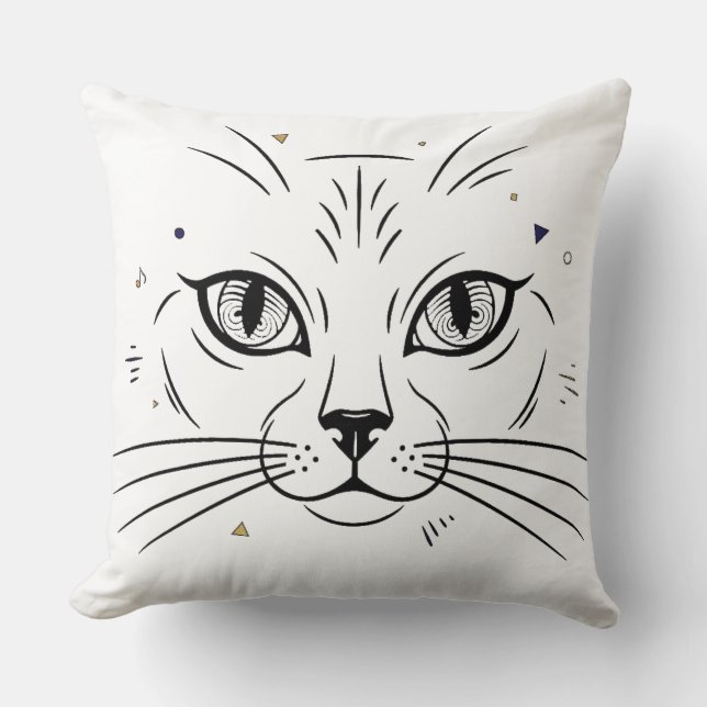 Almofada minimalist cat face line art  (Frente)