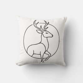 Almofada Minimalist Deer Line Art – Forest Animal Art