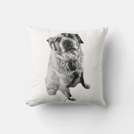 Almofada Minimalist Dog Ink Art Throw Pillow