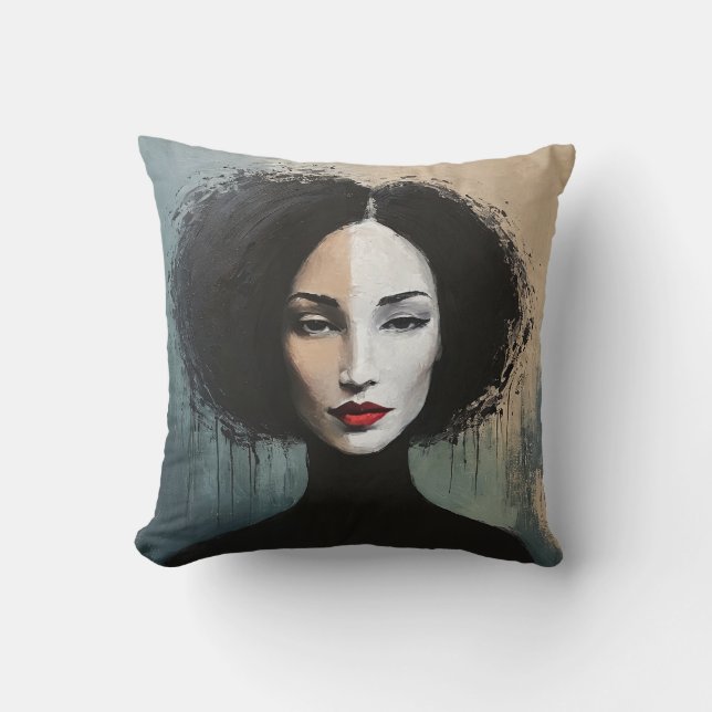 Almofada Minimalist Feminine Portrait Painting (Frente)