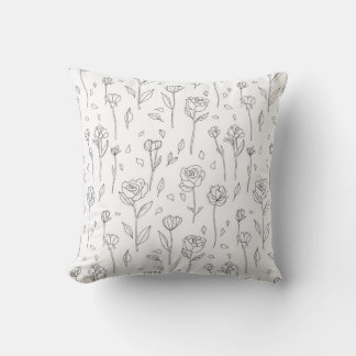 Almofada Minimalist Floral Line Art Throw Pillow