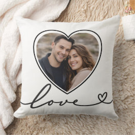 Almofada Minimalist Heart Photo Pillow With Love Script