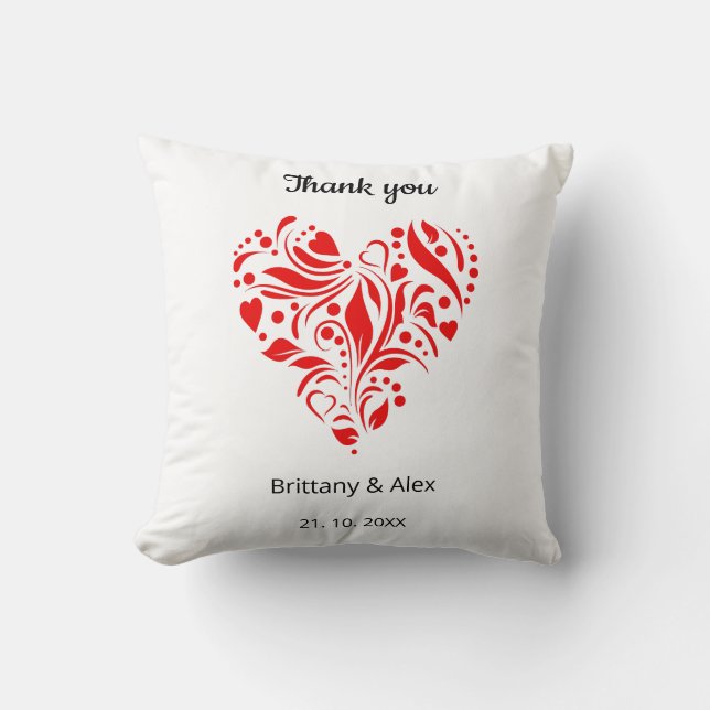 Almofada Minimalist Heart Wedding Thank You – Custom (Frente)