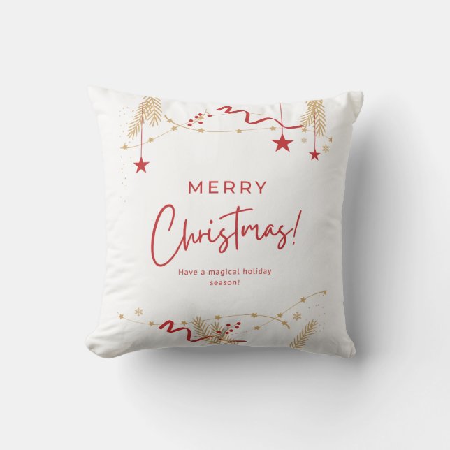 Almofada Minimalist Merry Christmas Typography Throw Pillow (Frente)