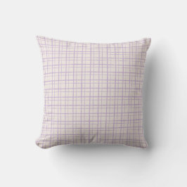 Almofada Minimalist Pastel HandDrawn Grid Check Dusty Lilac