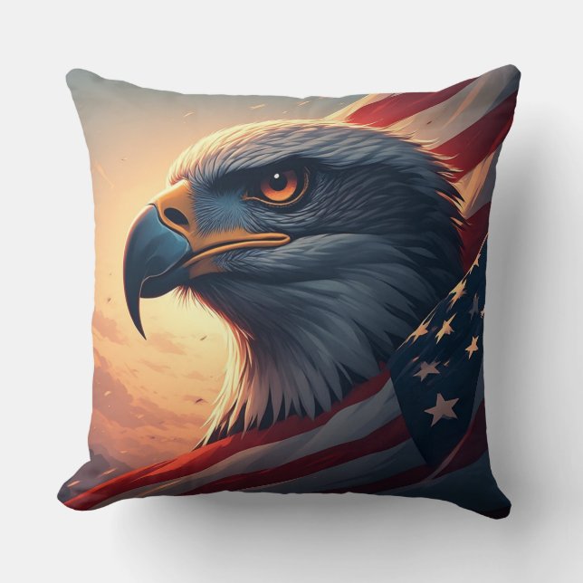 Almofada Minimalist Patriotic Eagle with american flag (Frente)