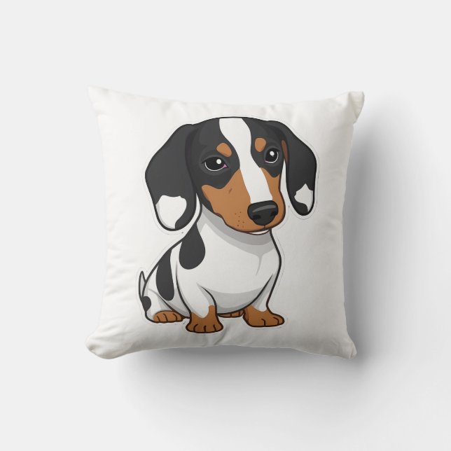 Almofada Minimalist Piebald Dachshund Art  (Frente)