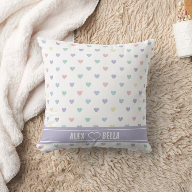 Almofada Minimalist Soft Pastel Heart Pattern  Personalized (Cobertor)