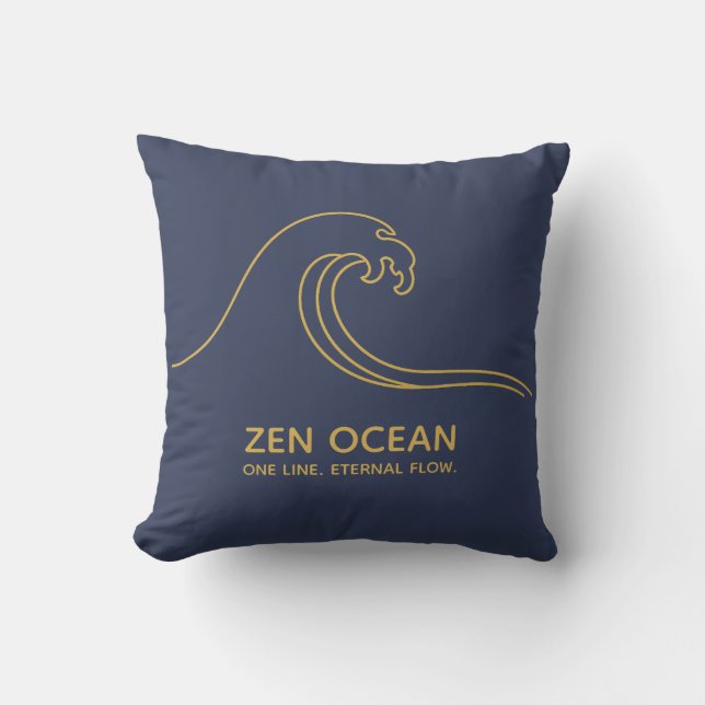 Almofada Minimalist Zen Wave - Abstract Ocean Line (Frente)