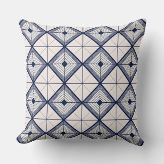 Almofada Minimalista Azul Marinho e Branco Diamante Geométr