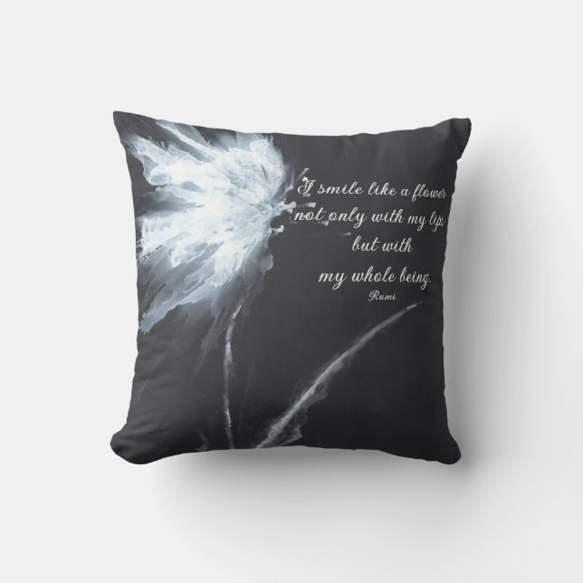 Almofada Minimalista branco preto-branco Rumi Floral (Frente)