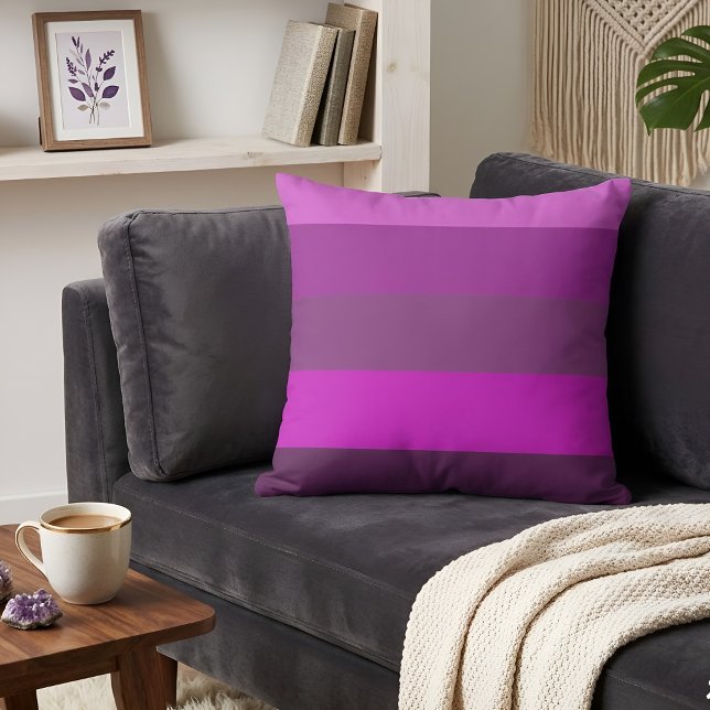 Almofada Minimalista Moderno Rosa e Roxo Gradiente Listras (Criador carregado)