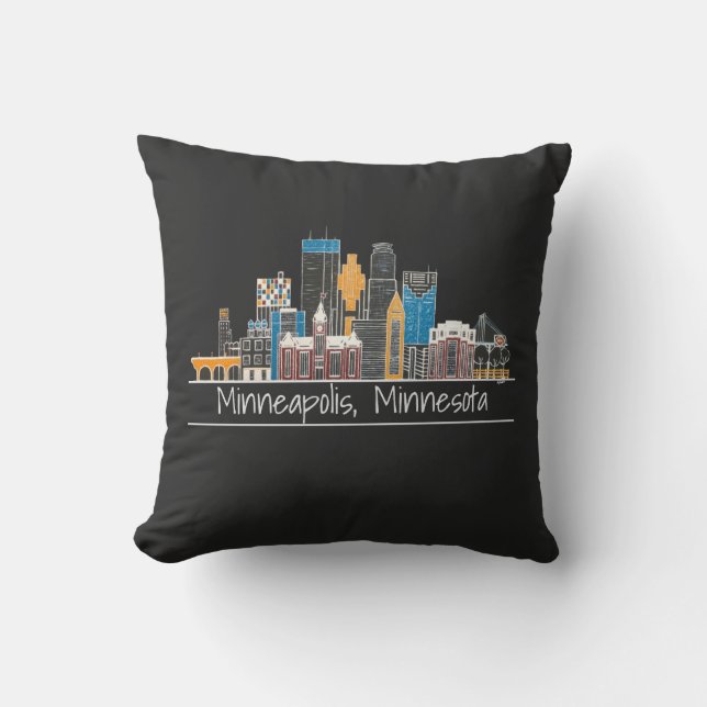 Almofada Minneapolis, Travesseiro decorativo Preto do MN Sk (Frente)