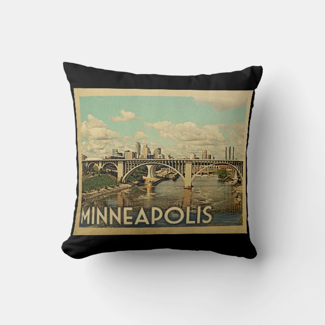 Almofada Minneapolis Viagens vintage de Minnesota (Frente)