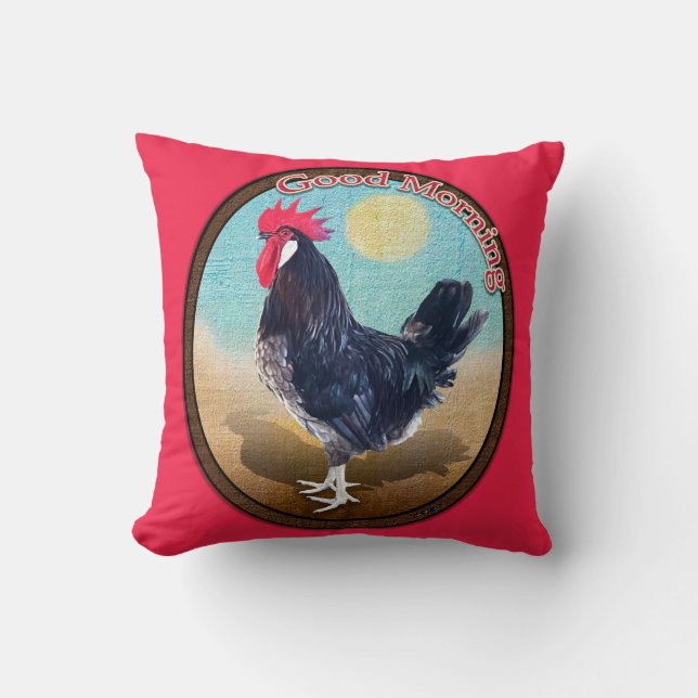 Almofada Minorca Rooster Boa Manhã Vintage Oval (Frente)
