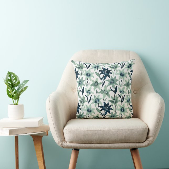 Almofada Mint and Navy Abstract Lily (Cadeira)