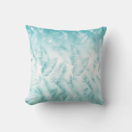 Almofada Mint Aqua White Tropical Beach Leaves          