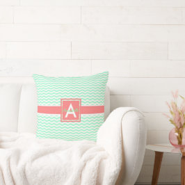 Almofada Mint Coral Chevron