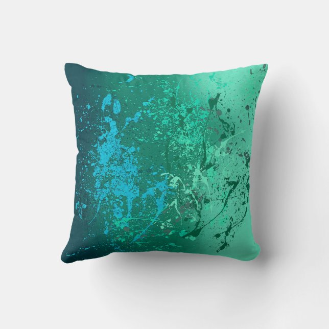 Almofada Mint Flurry Abstract Spatter Art (Verso)