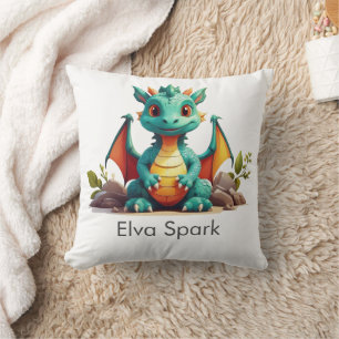 Almofada Mint Green Baby Dragon Fantasy Personalizado