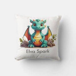 Almofada Mint Green Baby Dragon Fantasy Personalizado