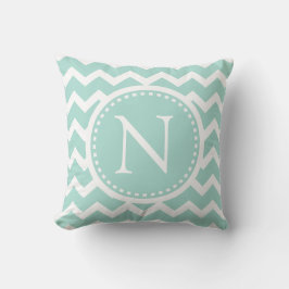 Almofada Mint Green Chevron Girly ZigZag Monograma