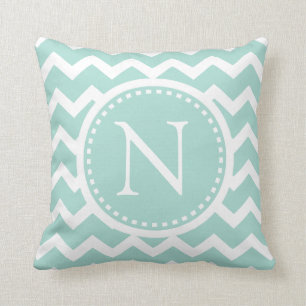 Almofada Mint Green Chevron Girly ZigZag Monograma