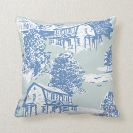 Almofada Mint Green & Cornflower Blue Toile Design