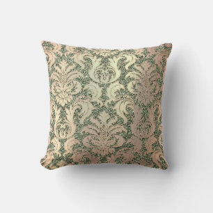 Almofada Mint Green Metal Damask Rosa Salmon Pearl Glitter