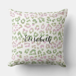 Almofada Mint Green Pink Watercolor Lepard