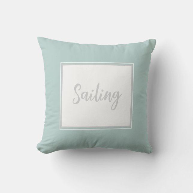 Almofada Mint Green Travesseiro decorativo com texto 'Naveg (Frente)