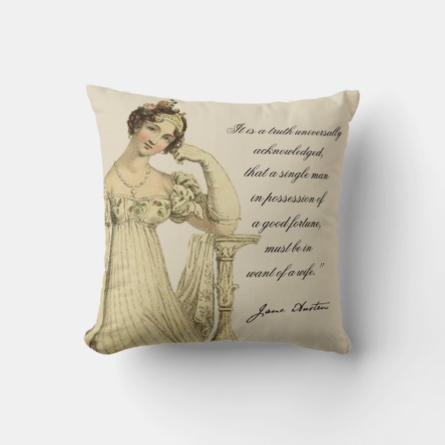 Almofada "Miss Bennet" Jane Austen cita e transcreveu: (Frente)