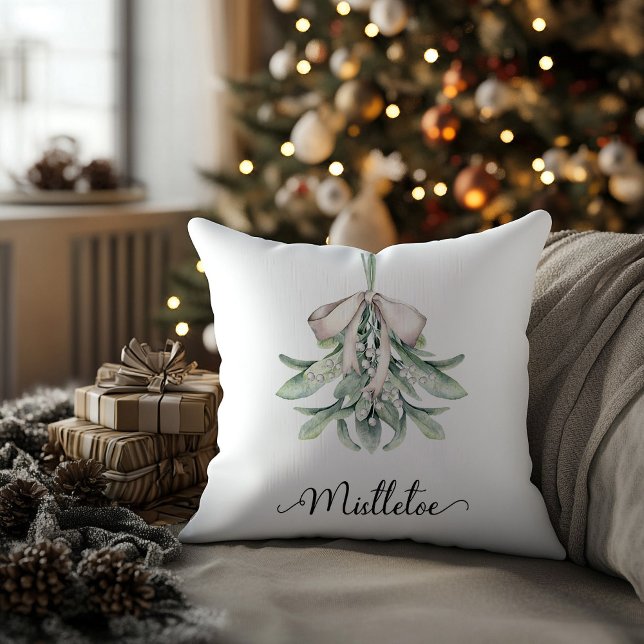 Almofada Mistletoofestivo Foliday (mistletoe posy festive holiday throw pillow)