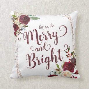 Almofada Mistletoy Manor Floral Sejamos Felizes e Brilhante