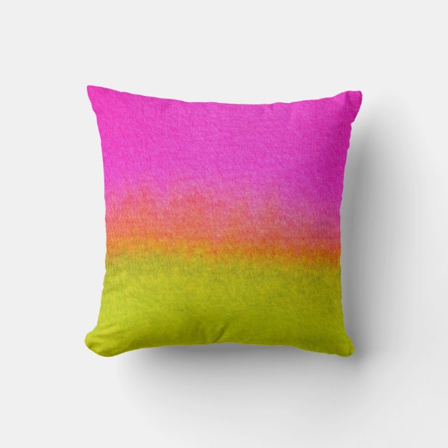 Almofada Mistura de Aquarela - Gradiente Rosa e Verde (Frente)