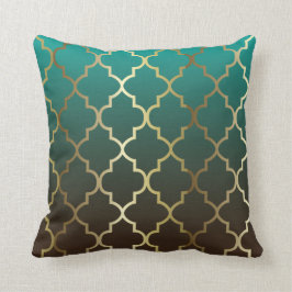 Almofada Mistura de Teal e Brown | Padrão Dourado de Quatre
