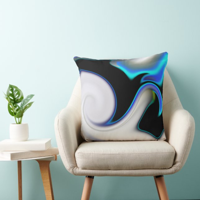 Almofada Mistura lisa com curvas néon azuis sobre a sombra (Cadeira)